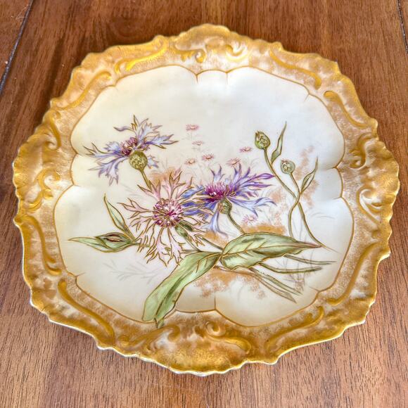 Lanternier Limoges Hand Painted Plate Thistles w AL Anchor Mark Antique 1893 - Picture 13 of 13